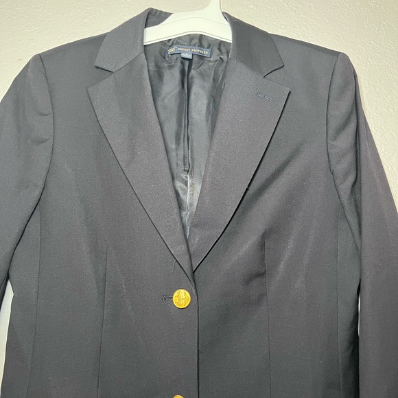 Brooks Brothers 346 Black Wool Two-Button Blazer Gold Button Women Size 6 - Picture 2 of 9
